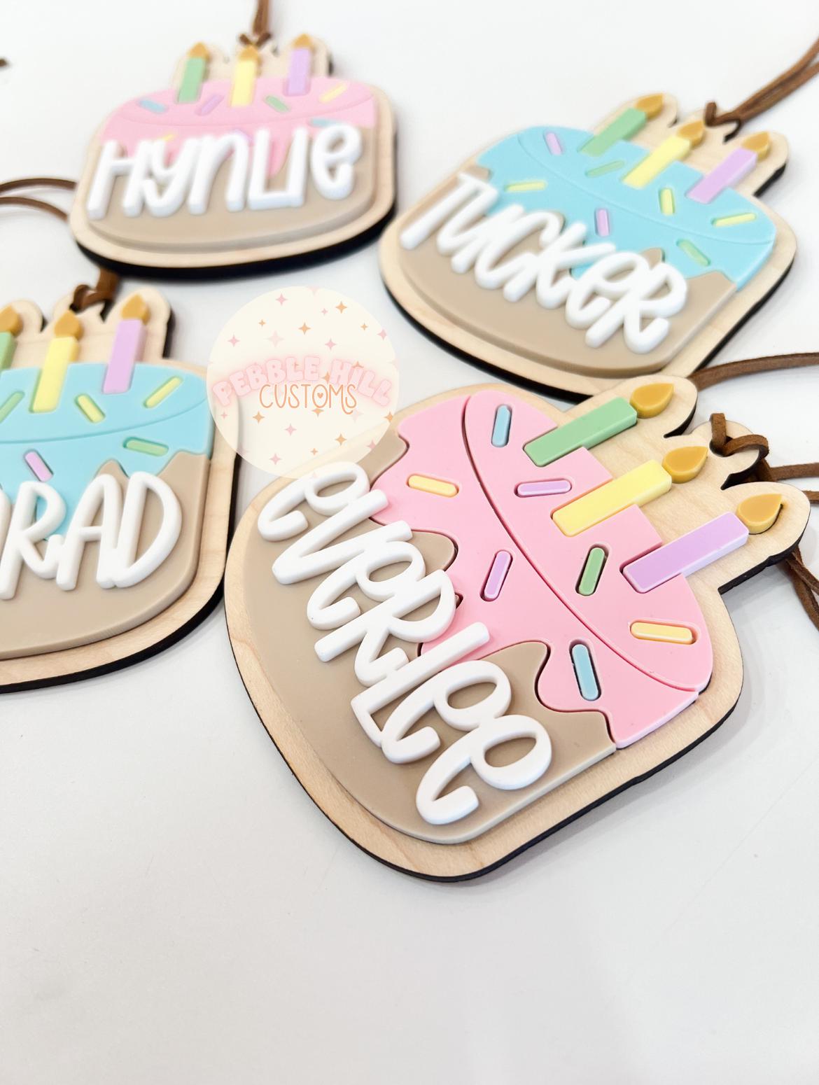 Birthday Cake Gift Tag, Party Favor, Birthday for Kids, Personalized ...