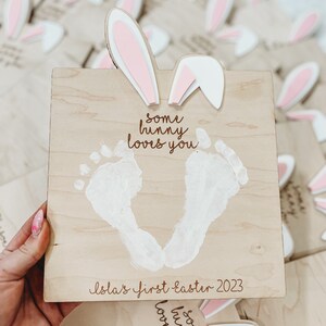 My First Easter Sign, Some Bunny Loves You, Kids Milestones, Footprint Sign, Easter for Kids, Easter DIY, Easter Basket Stuffers image 8