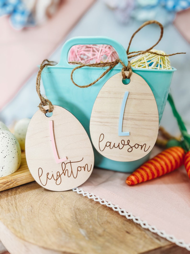 Easter Tags Easter Basket Easter for Kids Personalized Name Tag Easter Egg Gift Tag Pastel Easter image 2