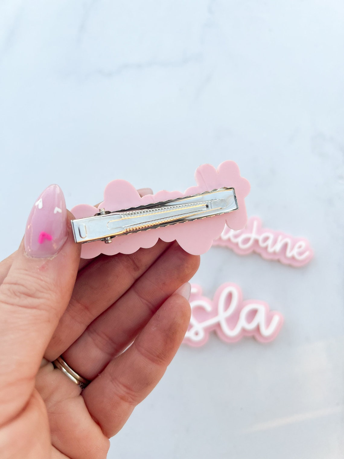 Glitter Acrylic Name Hair Clip Monogram Bow Girls Etsy