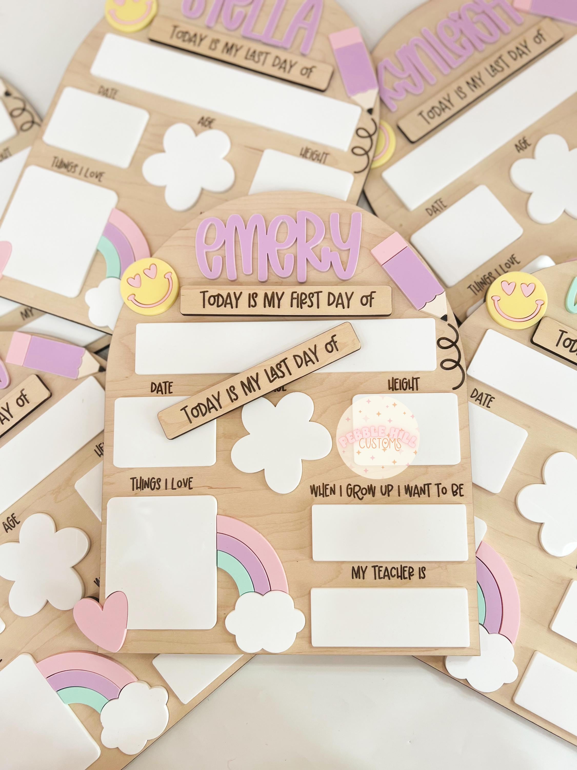 Rainbow Girls First Day of School Sign, Interchangeable Back to School, Last day of school, Retro, First/Last Day Sign