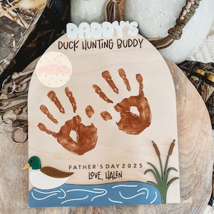 Eendjacht Vaderdag handafdrukbord, kinderen DIY, cadeaus voor papa, grootouders cadeau, vakantieaandenken