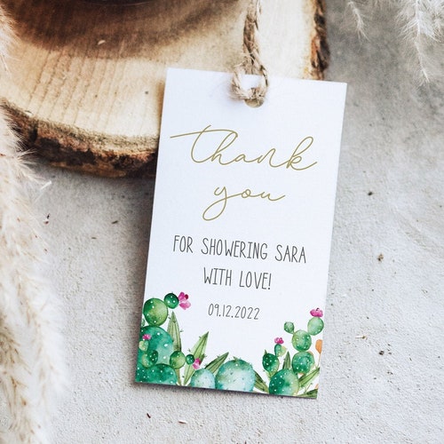Editable Cactus Thank You Favor Tags Round Squared Fiesta Baby - Etsy