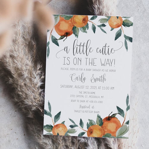 Citrus Baby Shower Sign Template Mandarin Orange Baby Etsy
