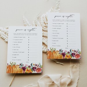 The Price is Right Bridal Shower Game Template, Fall Bridal Shower ...