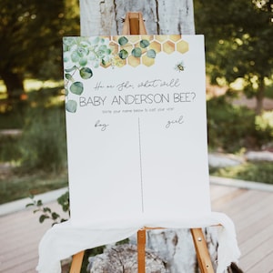 Er oder Sie, was wird Baby Bee Zeichen, Gender Guess Board, Er oder Sie Vorlage, Bee Gender Reveal Dekorationen, Bumble Bee Gender Reveal Party, A18