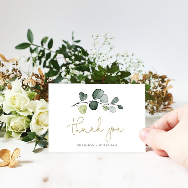 EDITABLE Greenery Thank you Card Template, Eucalyptus Greenery, Garden Thank You Card, 100% EDITABLE Text, INSTANT download, P33