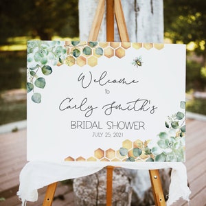 Bridal Shower Welcome Sign, Bee bridal Shower Welcome, Honeycomb Bridal Shower Welcome Poster, Honeycomb Large Yard Sign, Edit all Text, a18