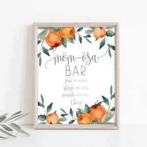 Mom-osa Bar Sign: Citrus Baby Shower Decor (Digital Download)
