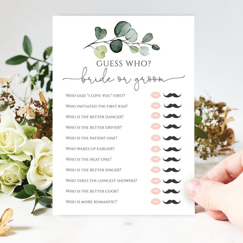 Guess Who Bride or Groom Game Card Printable Who Said It - Etsy