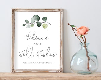 Advice and Well Wishes Sign Printable, Succulent Shower Sign, Advice for the new parents, Advice for the newly weds, Garden shower, P33