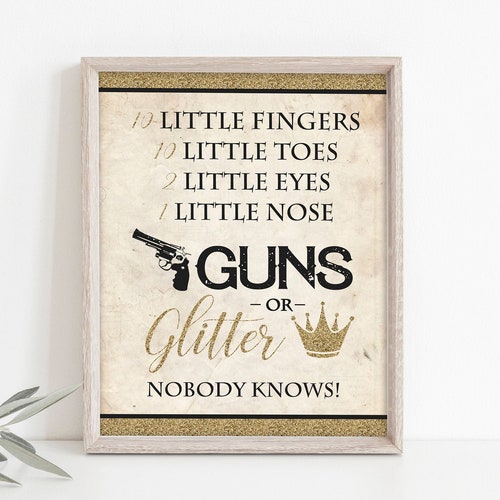 GUNS OR GLITTER Gender Reveal Baby Shower Confetti Etsy