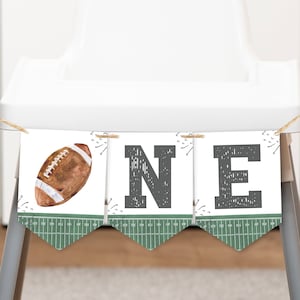 High Chair Banner Template,Football First Birthday High Chair Pennant ONE Banner Party Decor Sports First Down Party,Editable Digital,a98