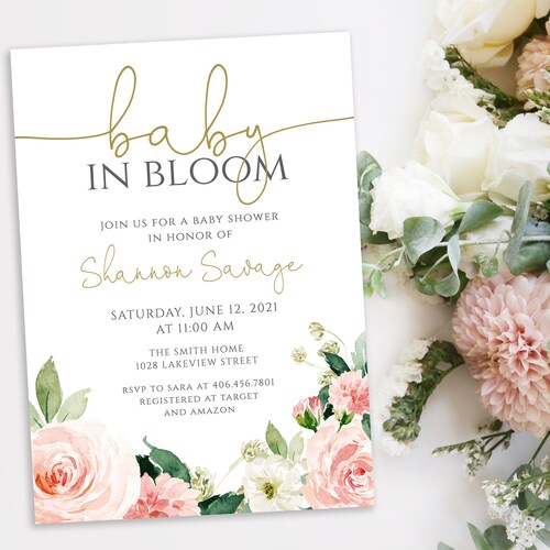 Instant Download Wedding Lush Peonies & Gold Menu Blush Pink Floral Baby Brunch Birthday Menu EDITABLE Printable Baby Shower Template