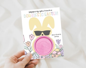 Editable Play Dough Easter Gift Tag Printable Template, Pastel Spring Hopping you Have a Doh-riffic Easter, Classroom Gift, Canva File E01