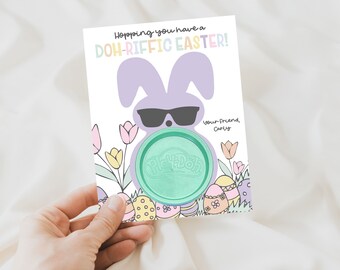 Editable Play Doh Easter Gift Tag Printable Template, Pastel Spring Hopping You Have a Doh-riffic Easter, Classroom Gift, Canva File E01