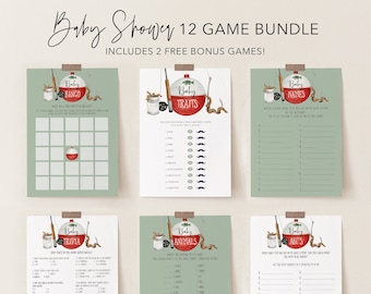 Baby Shower Game Bundle Card Printables, Fishing Baby Shower Activities, Bobber Baby Shower Activities, Baby Bingo, Emoji Pictionary, a32