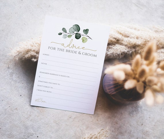 Advice for Bride and Groom Printable Greenery Wedding Shower | Etsy