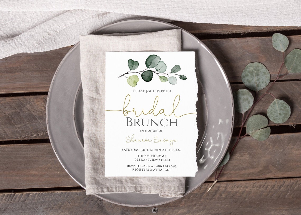 Greenery Bridal Brunch Invitation Template Eucalyptus Bridal image 1