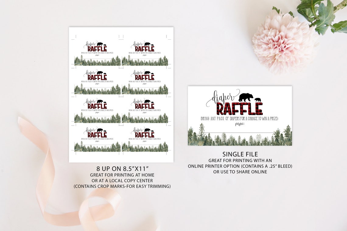 Lumberjack Baby Shower Diaper Raffle Ticket Template Plaid | Etsy
