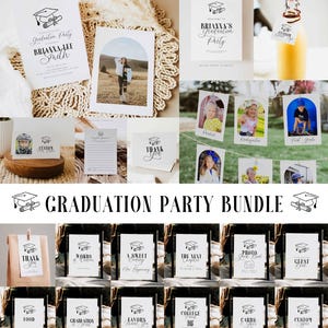 Abschlussfeier Bundle, moderne minimalistische Grad Einladung, Schuljahre Banner, Willkommensschild, Abschluss Dekor, bearbeiten in Canva g20