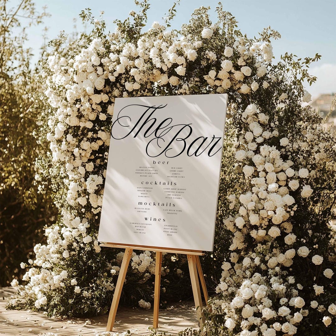 Wedding Bar Sign, Minimalist Script Reception the Bar Signage, Elegant ...