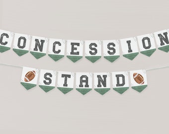 Concession Stand Banner Printable, Football Birthday Pennant Banner Instant Download, First Year Down Birthday Boy, Football Flag Banner,a98