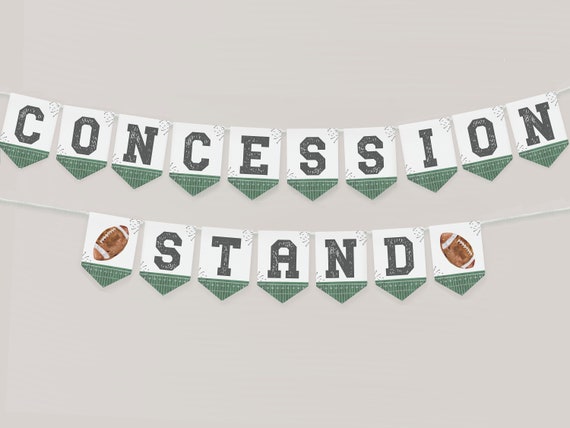 Concession Stand Banner Printable, Football Birthday Pennant Banner Instant Download, First Year Down Birthday Boy, Football Flag Banner,a98
