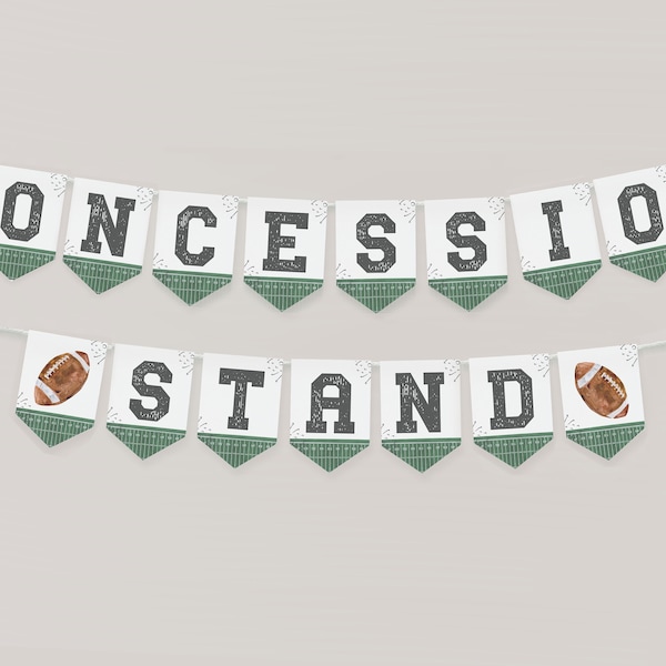 Concession Stand Banner Printable, Football Birthday Pennant Banner Instant Download, First Year Down Birthday Boy, Football Flag Banner,a98