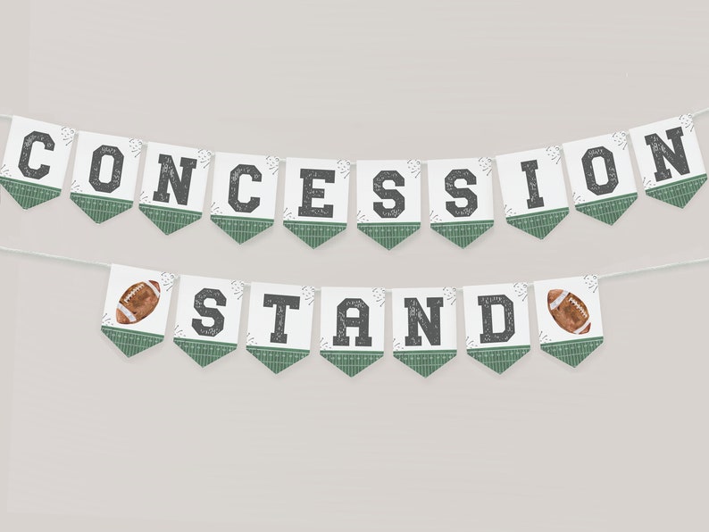 Concession Stand Banner Printable, Football Birthday Pennant Banner Instant Download, First Year Down Birthday Boy, Football Flag Banner,a98 image 1