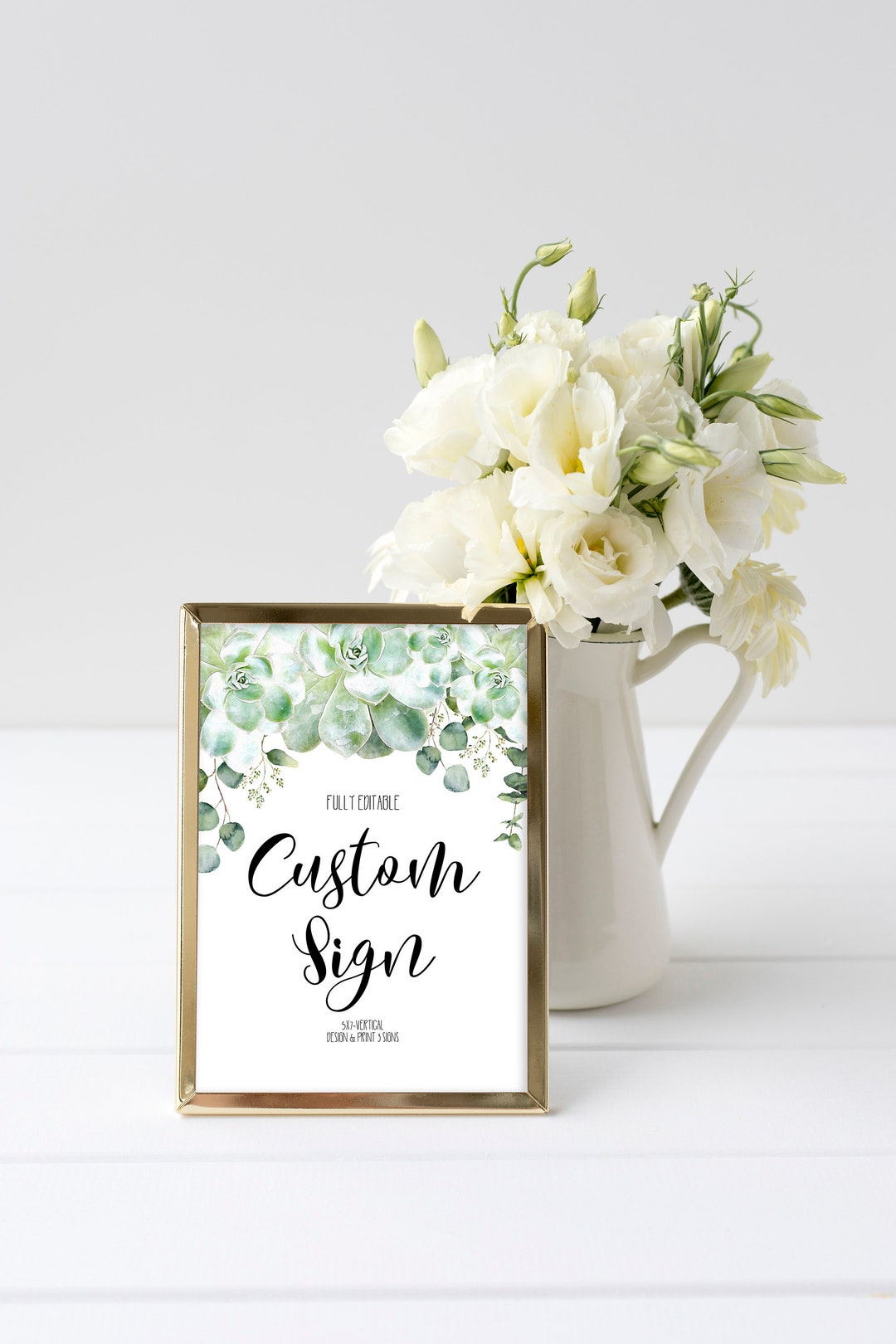 5X7 Custom Sign Template Printable Succulent Wedding Signs - Etsy