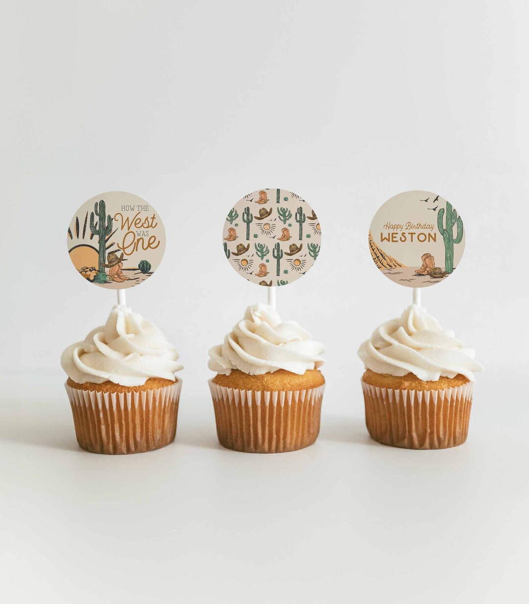 Editable Western Birthday Cupcake Topper Printables, How the West Was ...