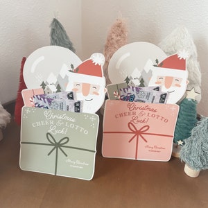 Biglietto della lotteria regalo di Natale stampabile, etichetta biglietto gratta e vinci modificabile in Canva, regalo per dipendenti, elefante bianco, High Peaks Studios