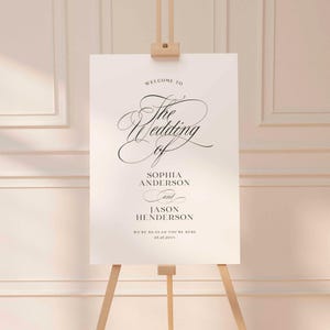 Script Wedding Welcome Sign, Minimalist Elegant Calligraphy (Frosted Acrylic, Poster, Foam Board) mo01 image 15