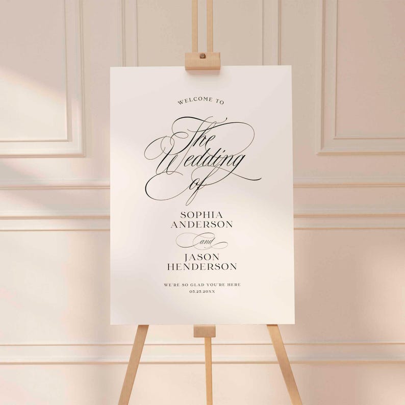 Script Wedding Welcome Sign, Minimalist Elegant Calligraphy (Frosted Acrylic, Poster, Foam Board) mo01 image 15