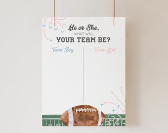 He or She What Will Baby Be Sign, Gender Guess Board, He or She Template,Football Gender Reveal Decorations,Sports Gender Reveal Party,a98