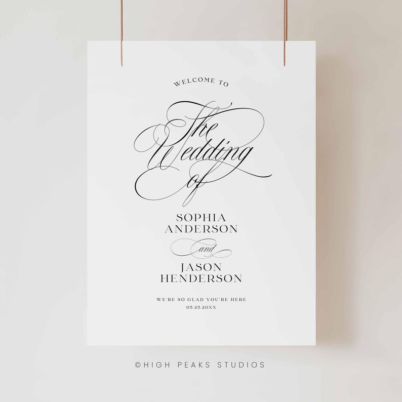 Script Wedding Welcome Sign, Minimalist Elegant Calligraphy (Frosted Acrylic, Poster, Foam Board) mo01 image 16
