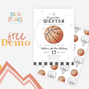 Basketball Birthday Invitation Printable, Vintage Basketball Invite ...