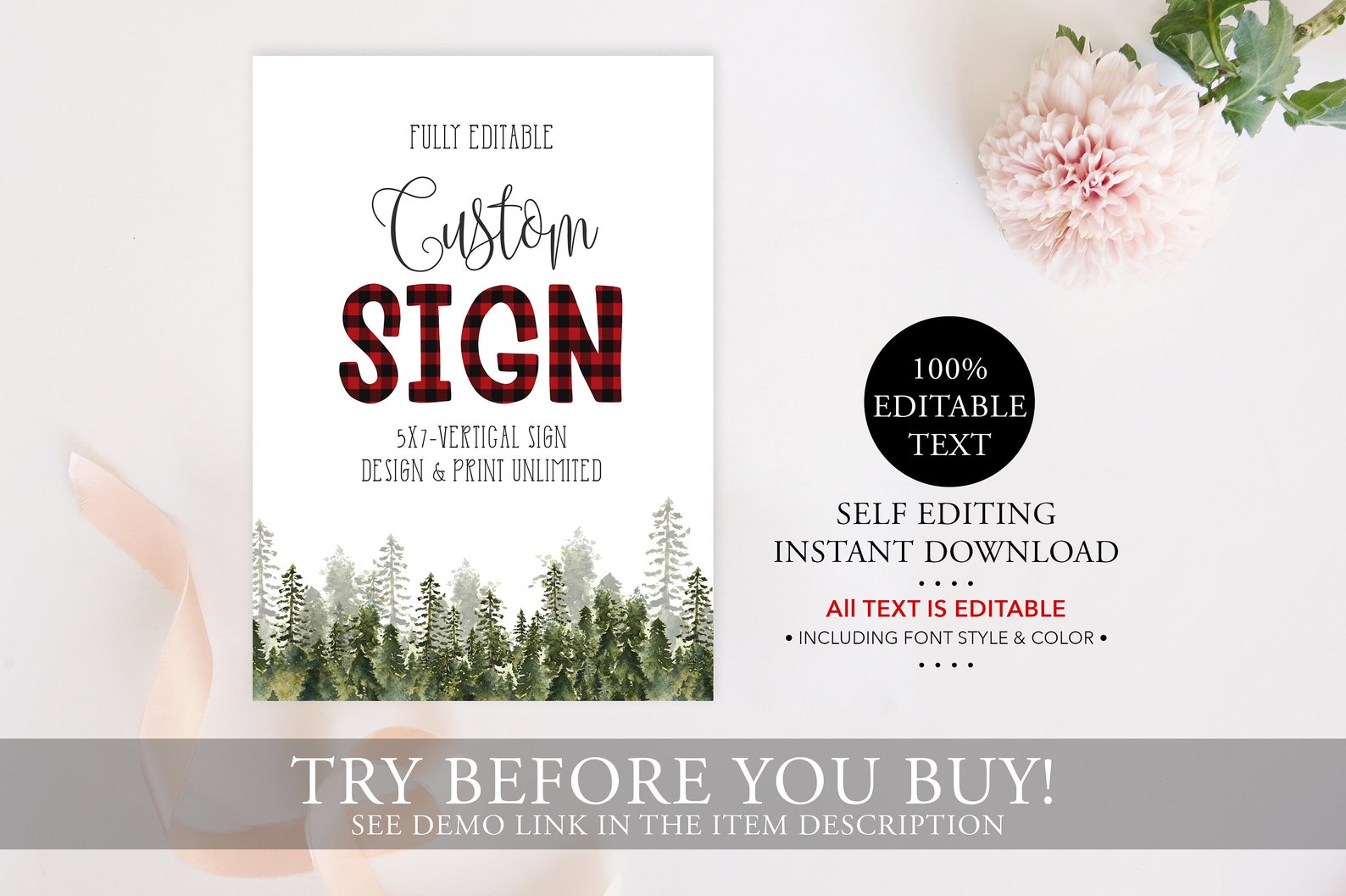 5x7 Custom Sign Template Printable Lumberjack Editable Custom - Etsy