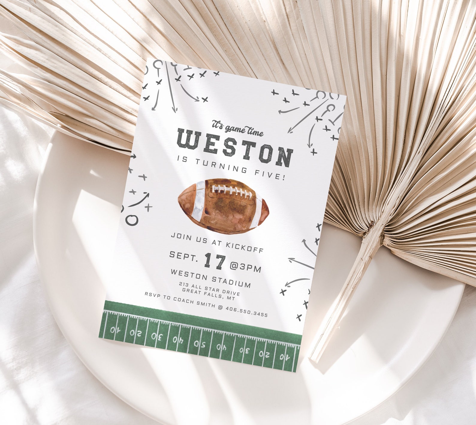 Football Birthday Invitation It's Game Time Game On Etsy