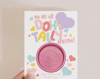 PlayDoh Valentine Card Printables, Classroom Kids Valentine Gifts, You Are Doh Best, PlayDoh Puns, Customize with Canva, Edit all Text, V01