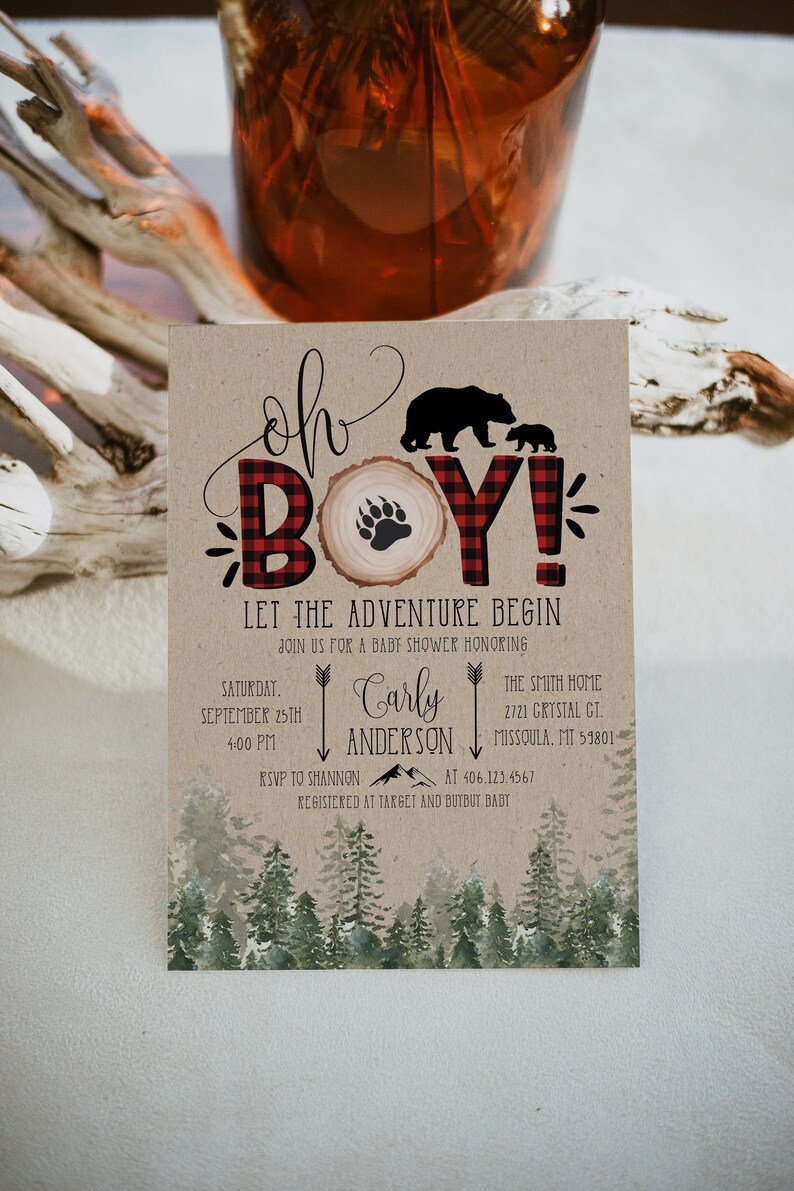 Lumberjack Baby Shower Invitation Editable Buffalo Plaid Etsy
