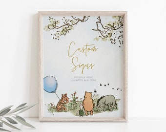 8x10 Custom Signage, Classic Winnie The Pooh Boy, Winnie the Pooh Baby Shower,Blue Balloon Birthday Decor,Sometimes the Smallest Things,a70b
