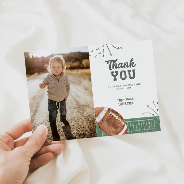 Photo Thank You Card Printable,Football Birthday Thank You,Sports Birthday Thank You Printable,Editable DIGITAL file Template Picture a98