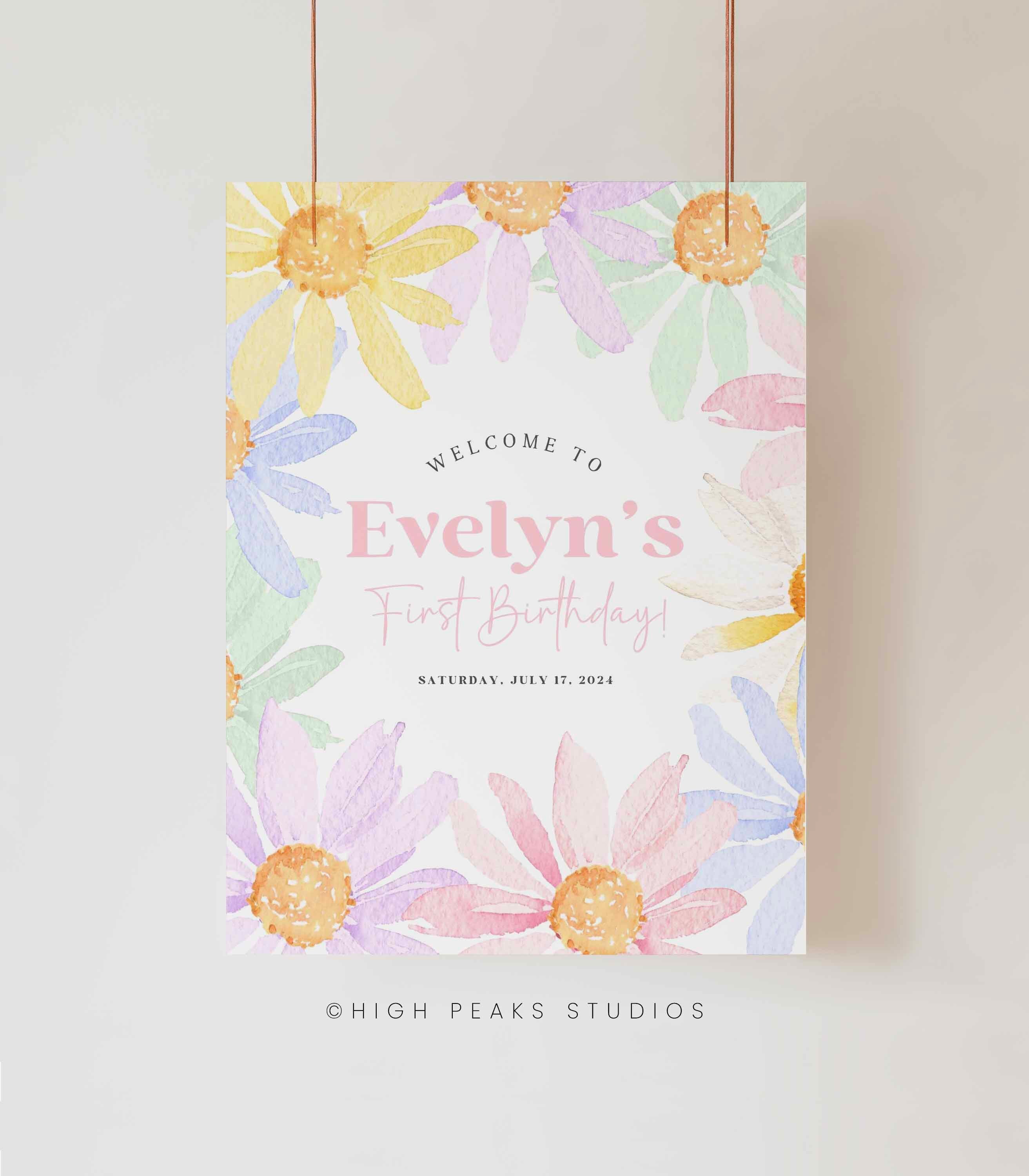 Colorful Daisy 12 Month Photo Board Printable, Pastel Watercolor ...