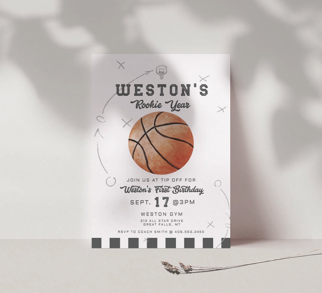 Basketball Geburtstagseinladung Printable Rookie Year Invite