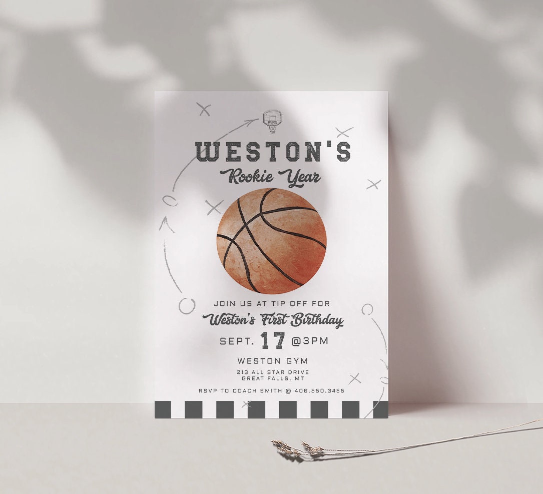 Carte Anniversaire Basket Gratuite à Imprimer Basketball Birthday Invitation imprimable Rookie Year Invite - Etsy Canada