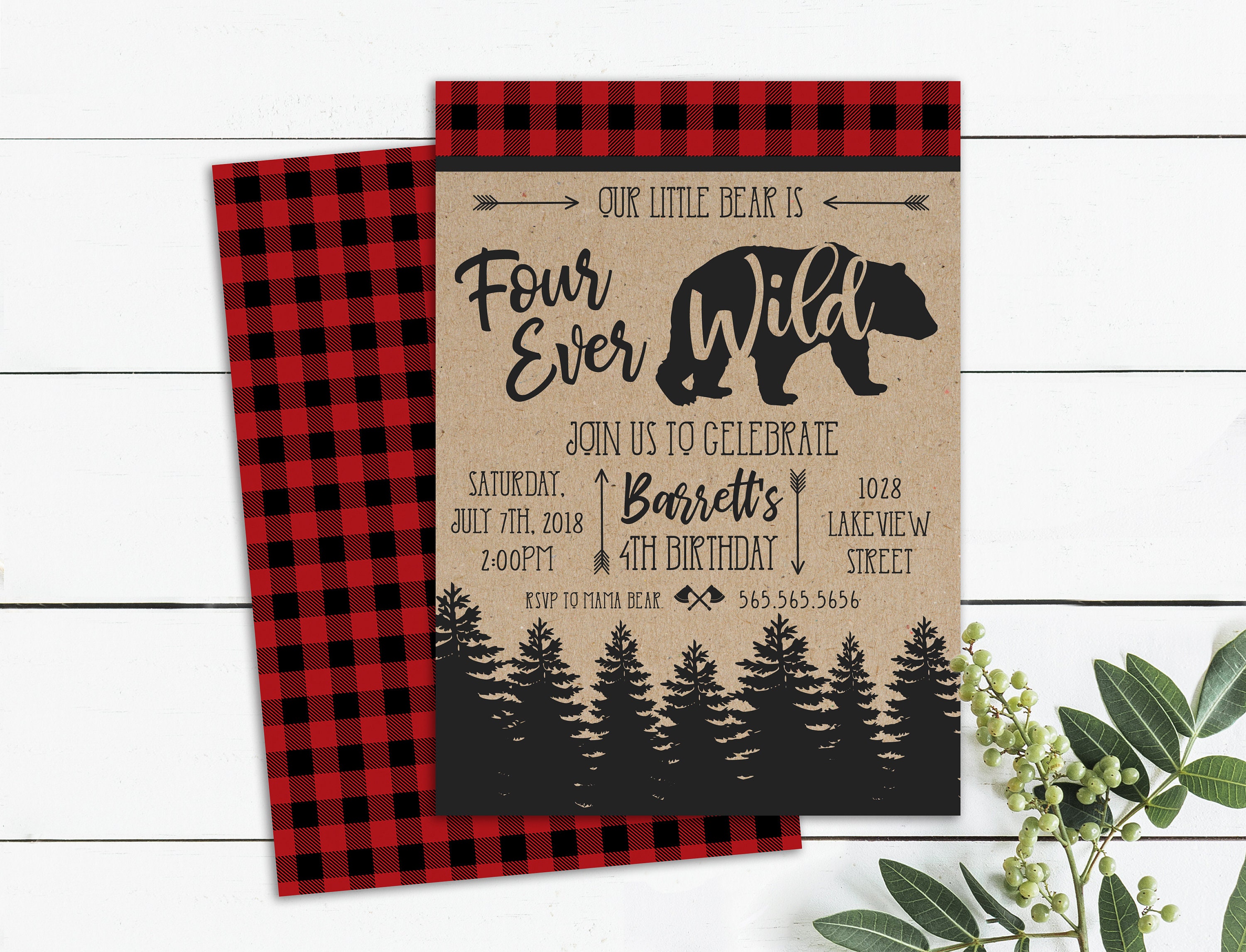 Download Four Ever Wild Birthday Invitation Lumberjack Invitation ...