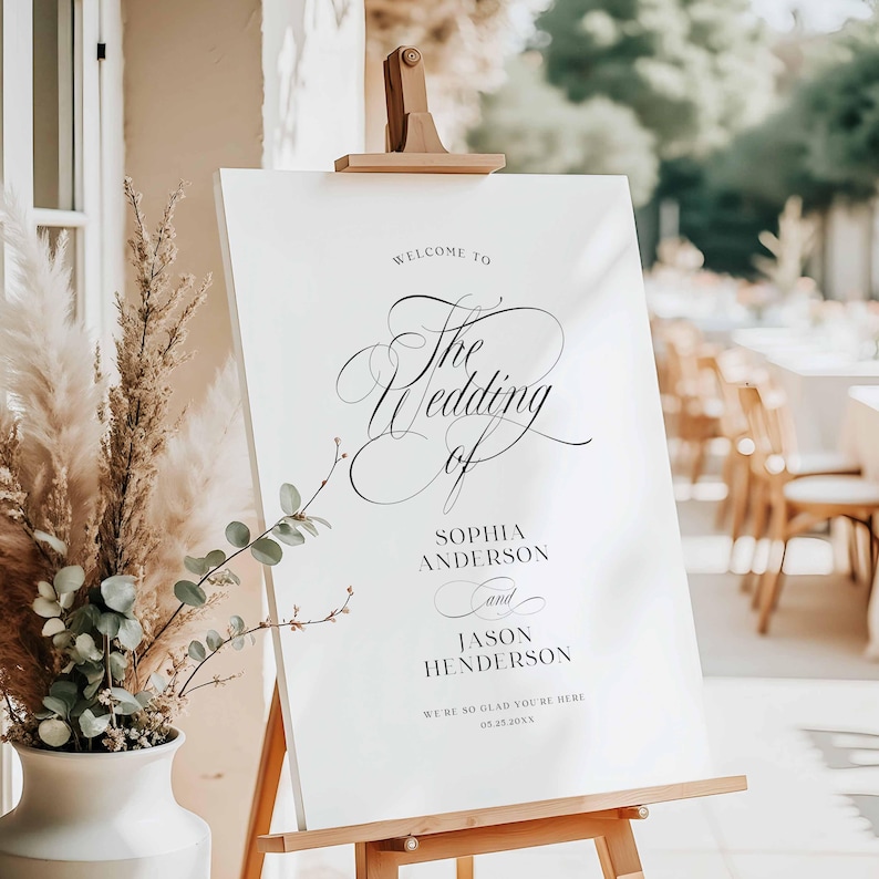 Script Wedding Welcome Sign, Minimalist Elegant Calligraphy (Frosted Acrylic, Poster, Foam Board) mo01 image 13
