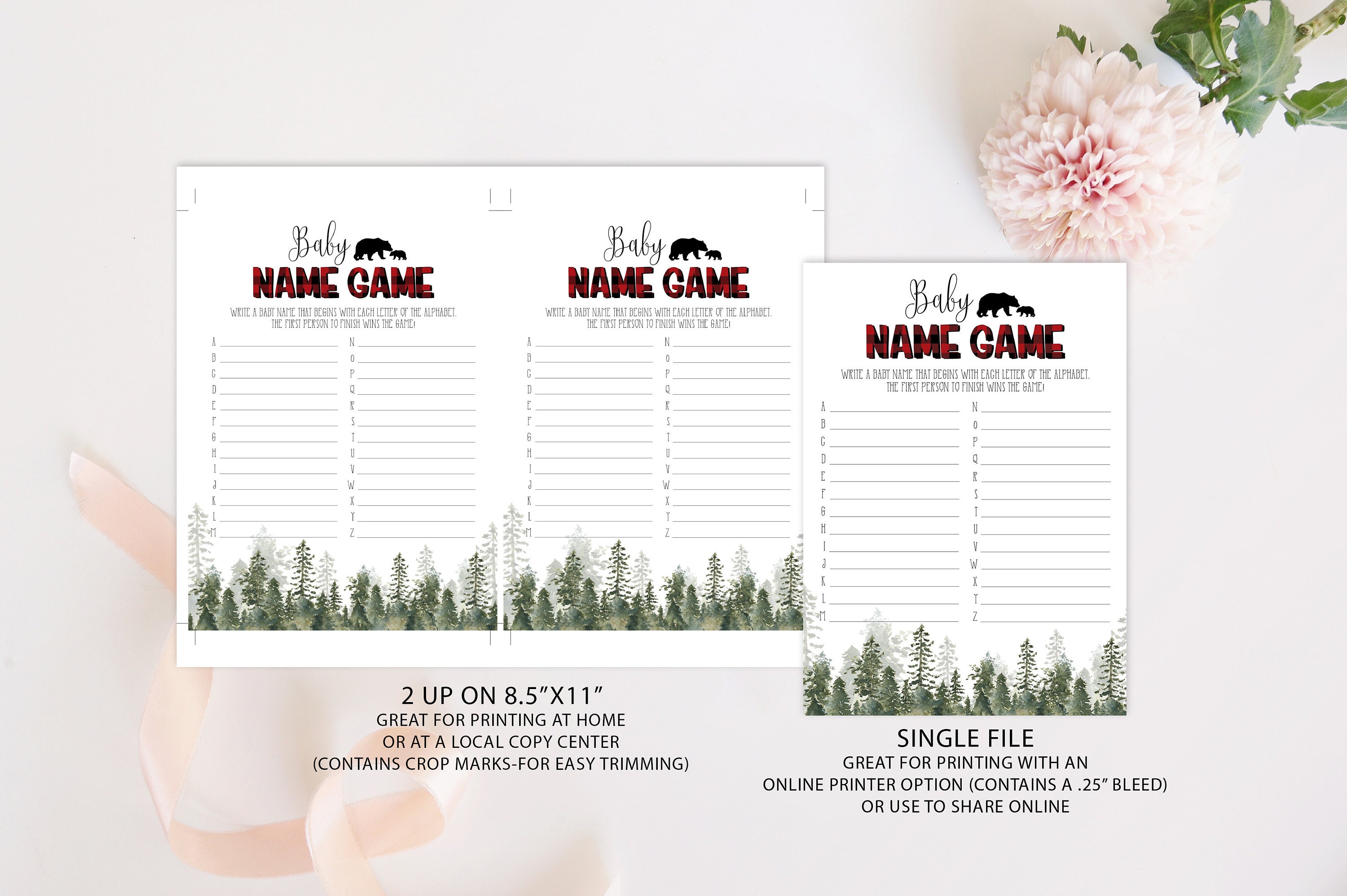 Lumberjack Baby Shower Game Bundle Printables Rustic Pine - Etsy